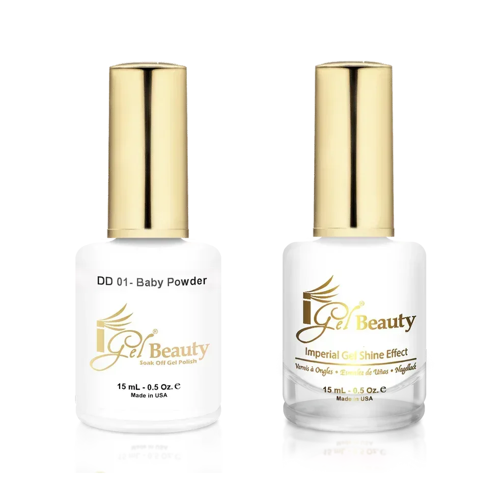 iGel Matching Duo Gel Polish 0.5oz - #001 Baby Powder (PURE WHITE) - TTT Nails Supply