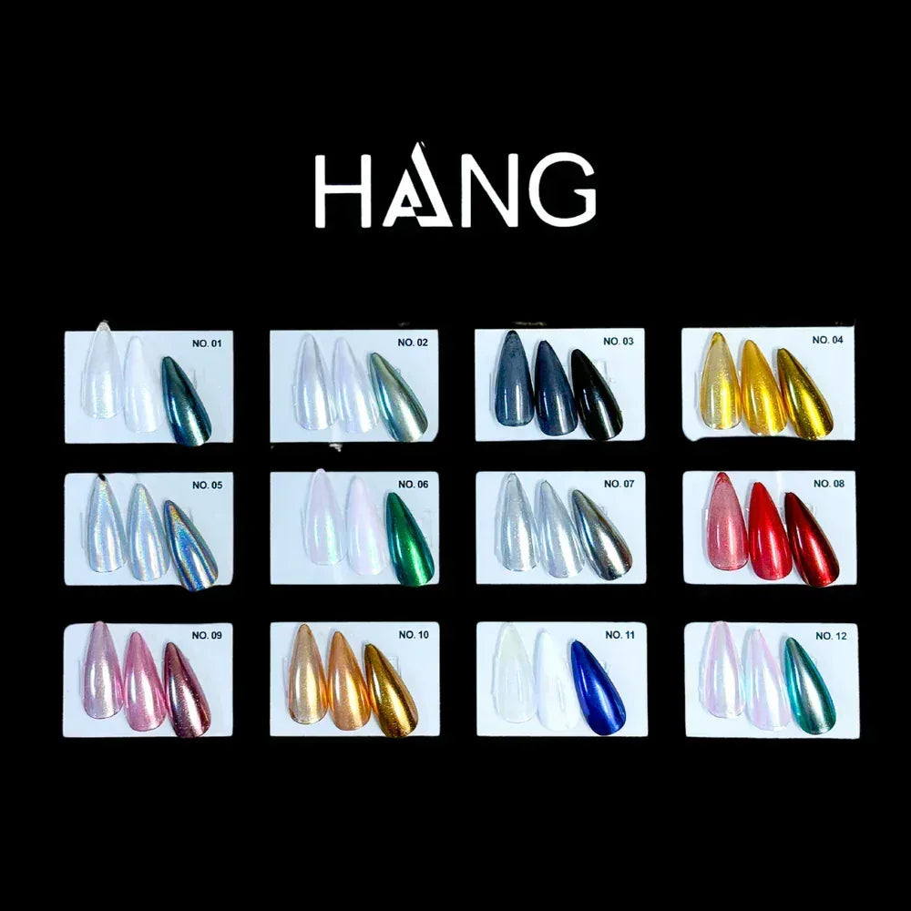 HANG Chrome Powder - 12 Color Collection (#01 to #12) + Free Display - TTT Nails Supply