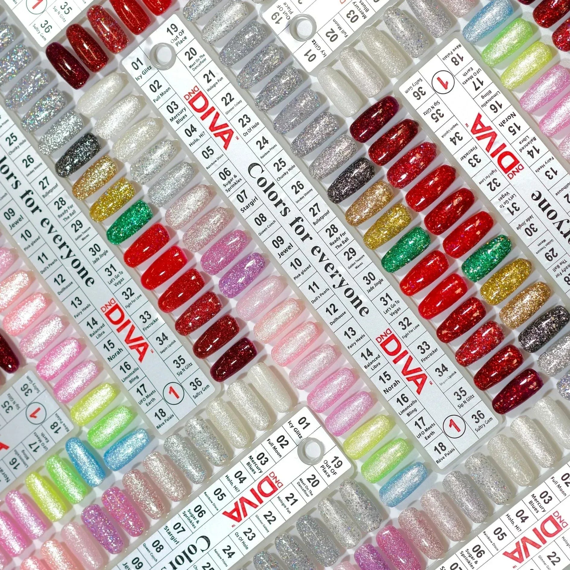 DND DIVA Swatch #01 - Mirrorball Collection 36 colors (#01 - #36) - TTT Nails Supply