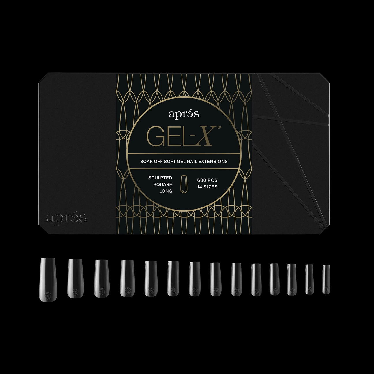 APRES Gel-X Tips 2.0 - Sculpted Square Long #L (600pcs Box of Tips 14 sizes)