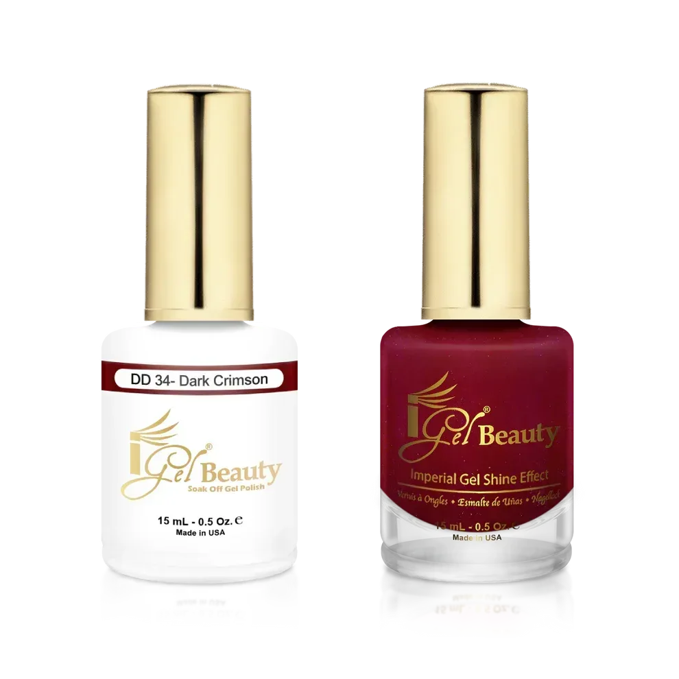 iGel Matching Duo Gel Polish 0.5oz - #034 Dark Crimson - TTT Nails Supply