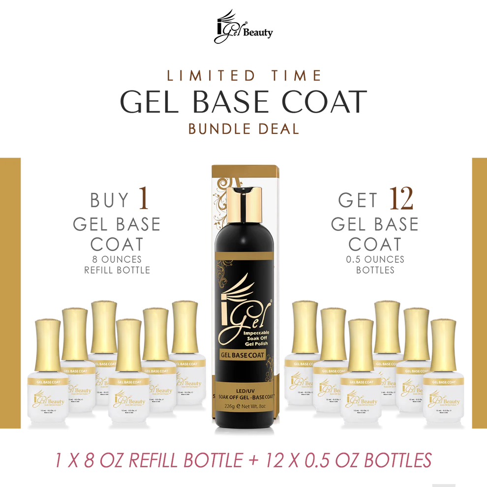 IGEL Gel Base Coat Refill 8oz & 12 Bottles 0.5oz