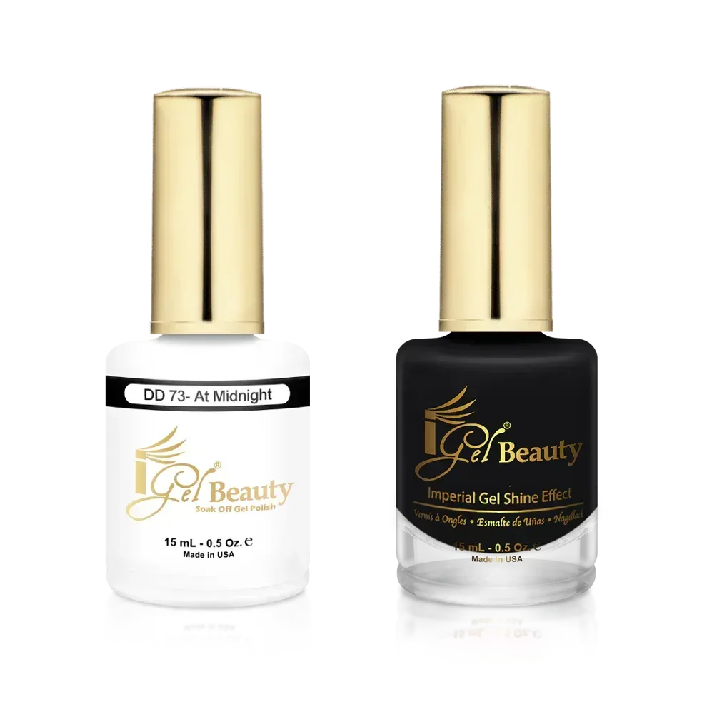 iGel Matching Duo Gel Polish 0.5oz - #073 At Midnight (BLACK) - TTT Nails Supply