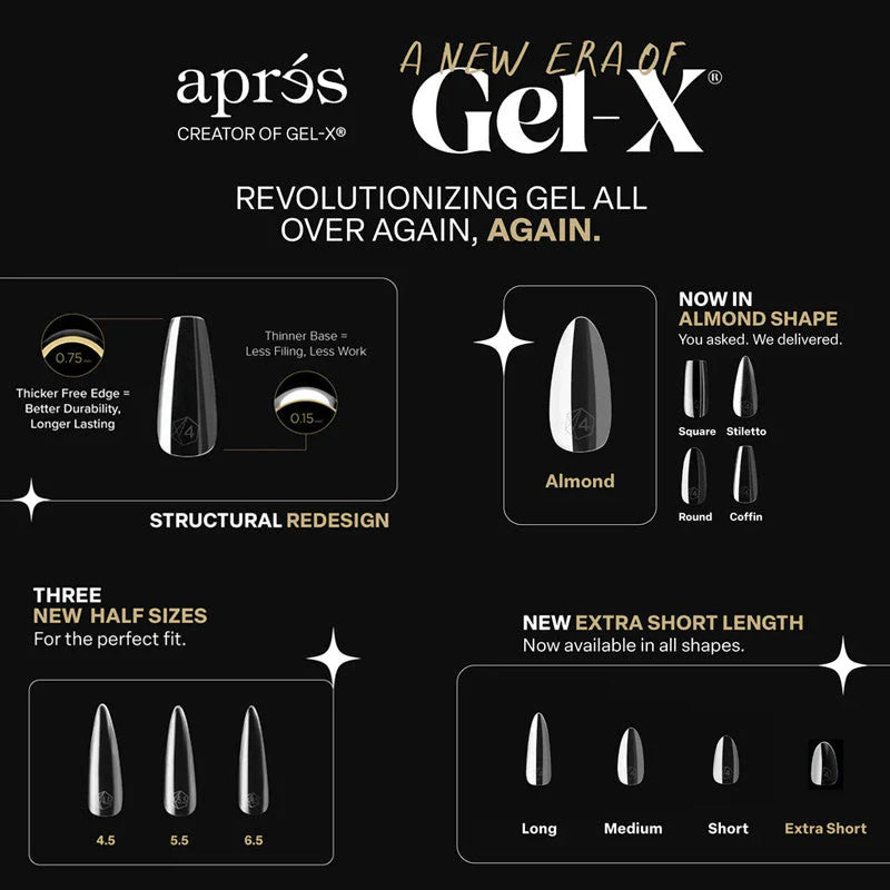 APRES Gel-X Tips 2.0 - Natural Almond Medium #M (600pcs Box of Tips 14 sizes)