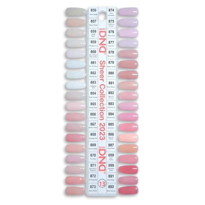 DND Swatch #13 - Sheer Collection 36 colors (#856 - #892) - TTT Nails Supply