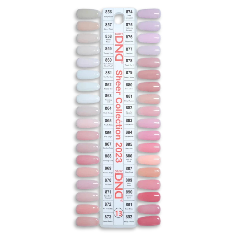 DND Swatch #13 - Sheer Collection 36 colors (#856 - #892)