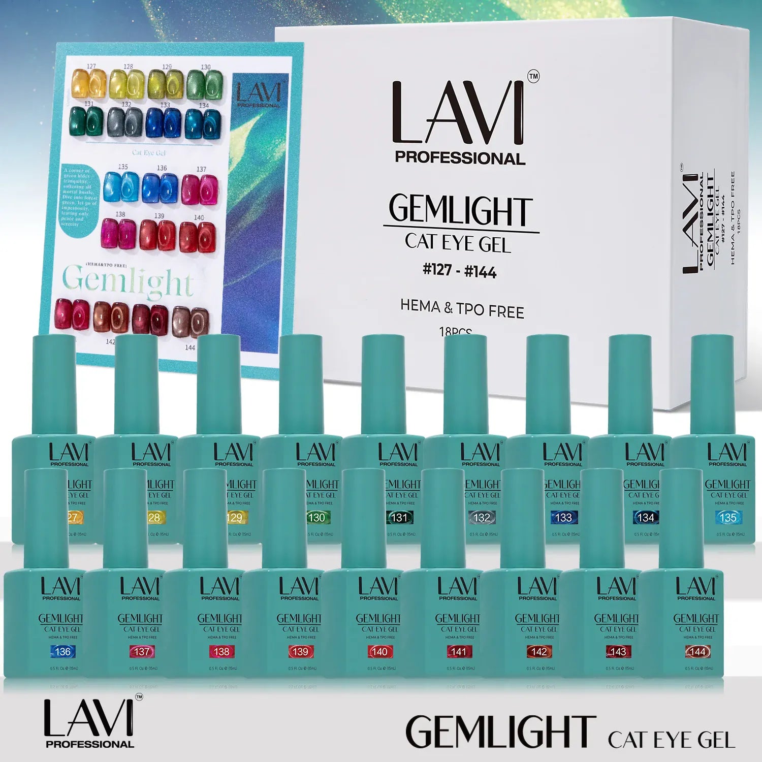 Lavi Cat Eye Gel, Gemlight Collection - 18 Colors + Free Sample & Magnet Tool