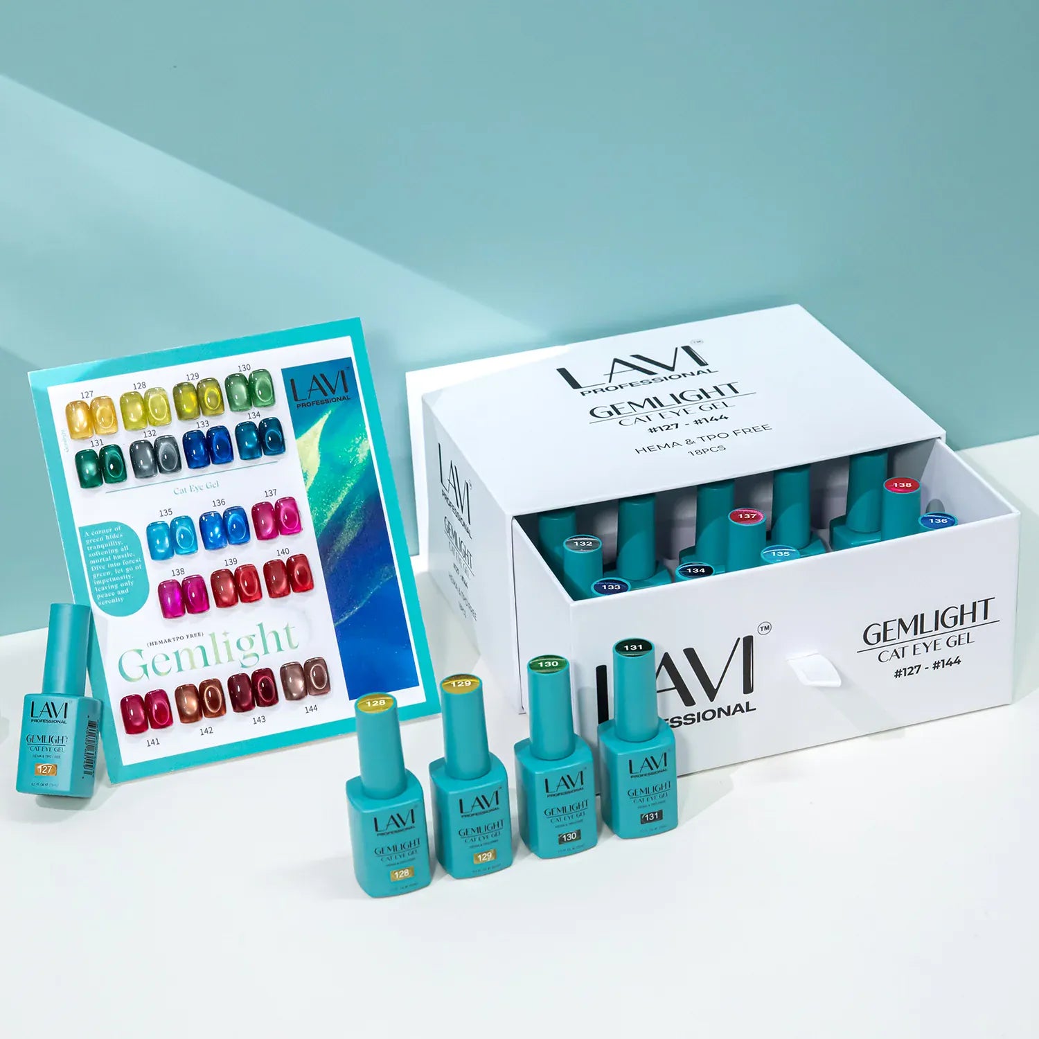 Lavi Cat Eye Gel, Gemlight Collection - 18 Colors + Free Sample & Magnet Tool