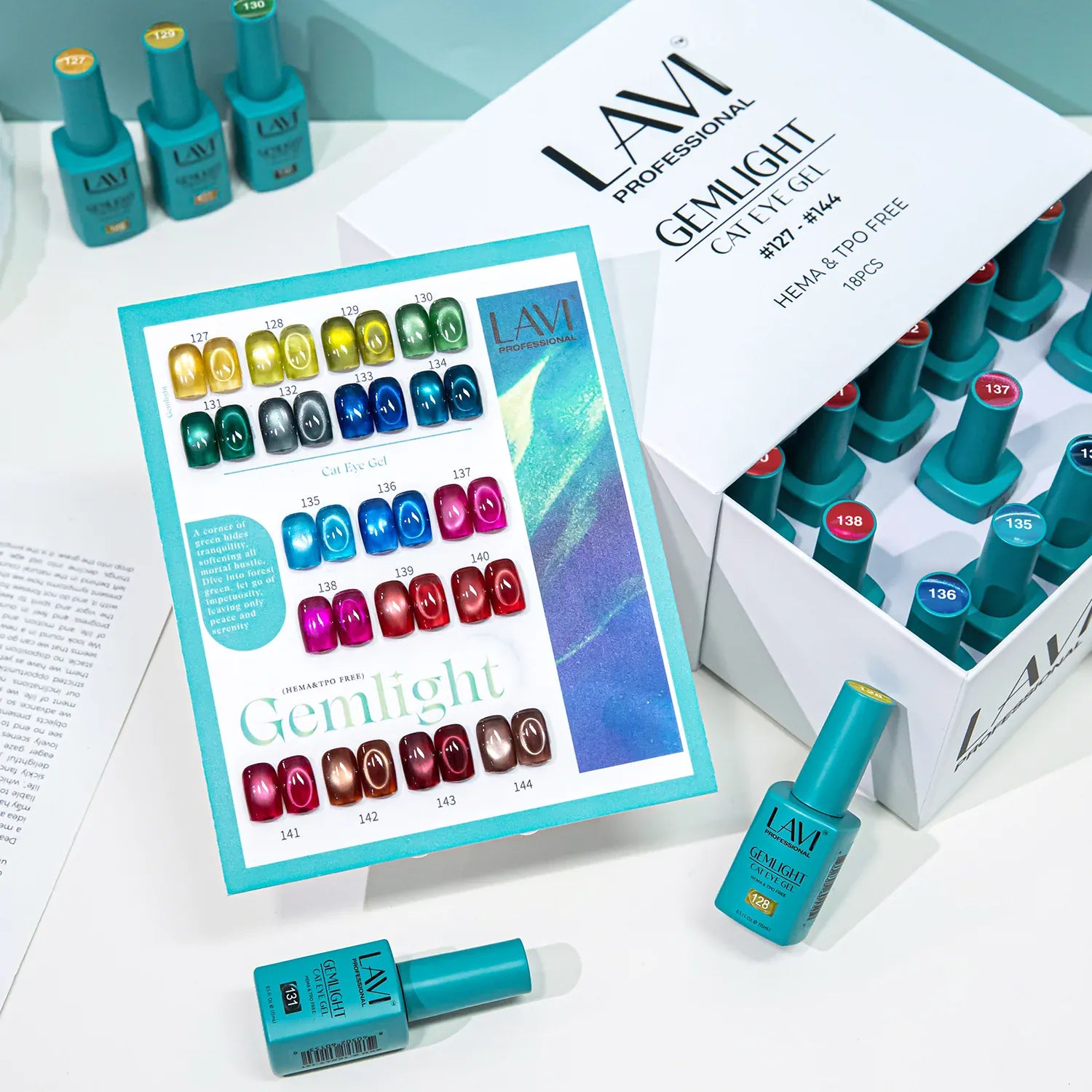 Lavi Cat Eye Gel, Gemlight Collection - 18 Colors + Free Sample & Magnet Tool