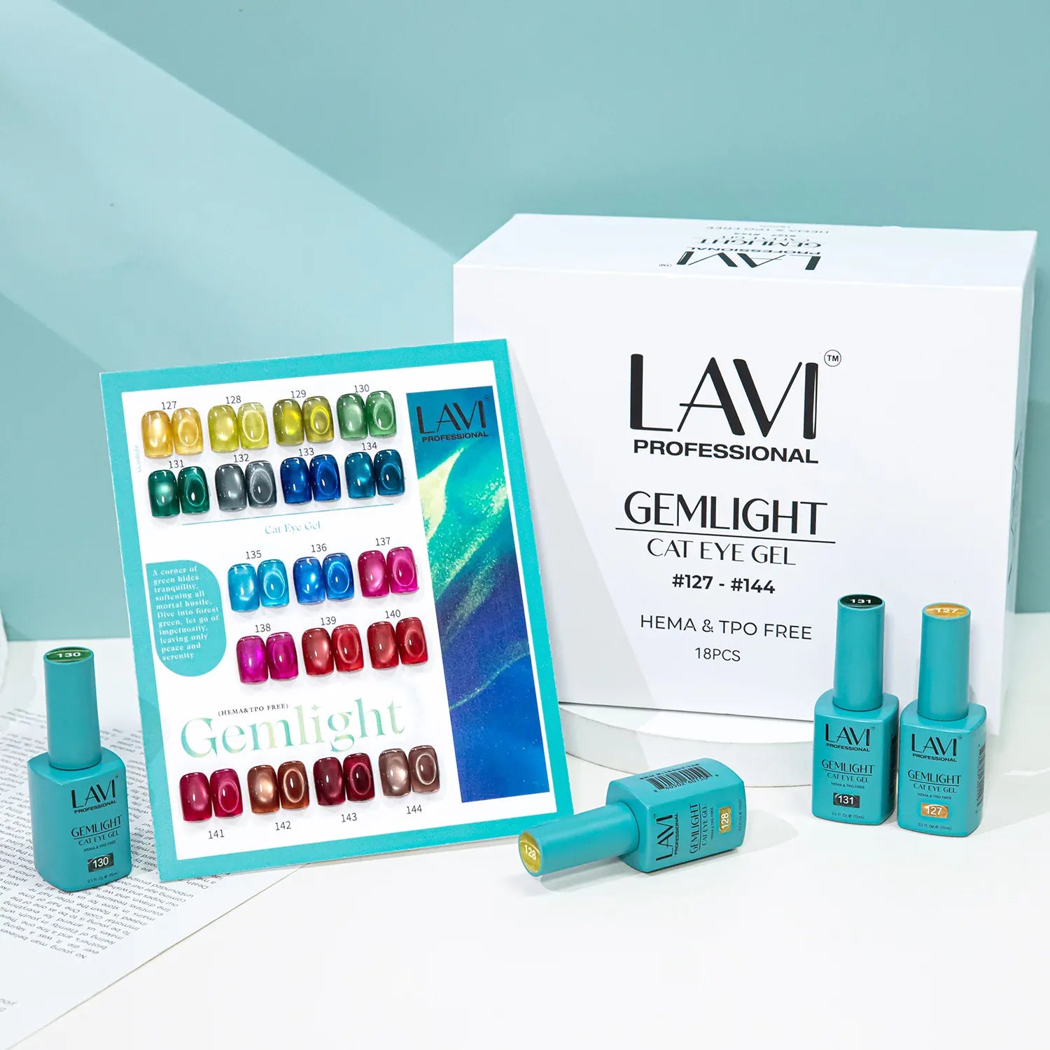 Lavi Cat Eye Gel, Gemlight Collection - 18 Colors + Free Sample & Magnet Tool