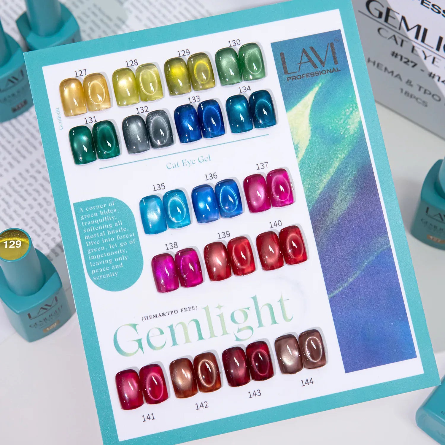 Lavi Cat Eye Gel, Gemlight Collection - 18 Colors + Free Sample & Magnet Tool