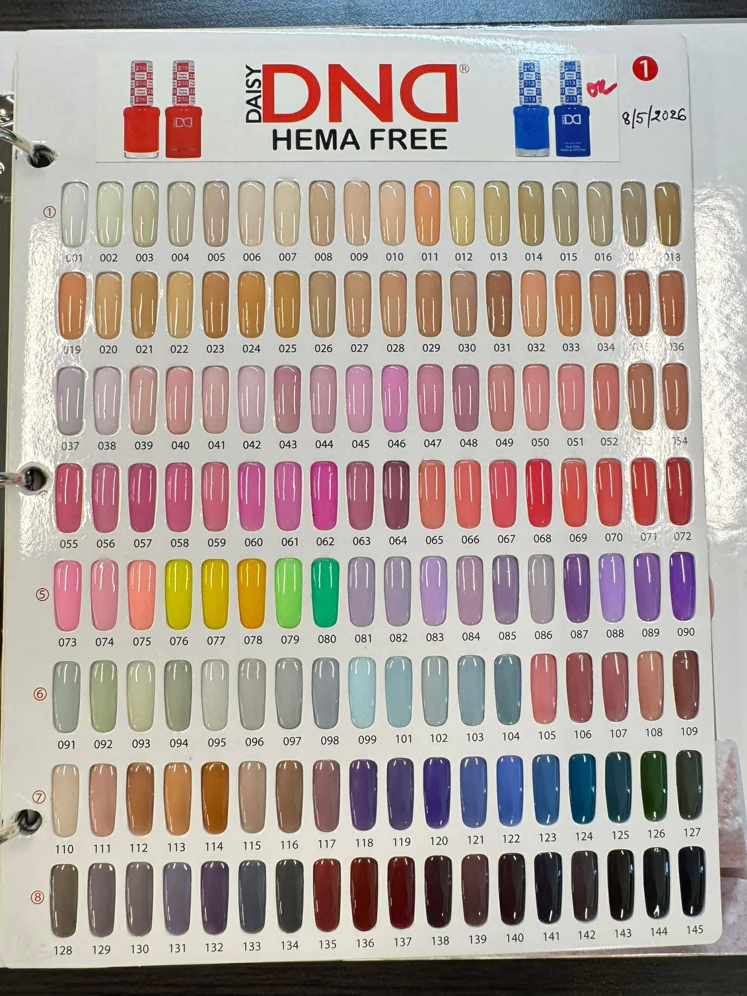 DND HEMA & TPO Free - Full set 288 colors, #001 to #290 (sample book only)