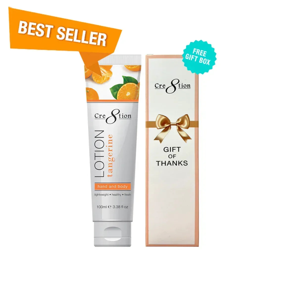 Cre8tion Hand & Body Lotion 100 ml/fl. 3.3oz - TANGERINE, Case 60pcs (Free Gift Box) - TTT Nails Supply