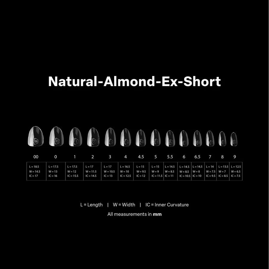 APRES Gel-X Tips 2.0 - Natural Almond Extra Short #XS (600pcs Box of Tips 14 sizes)