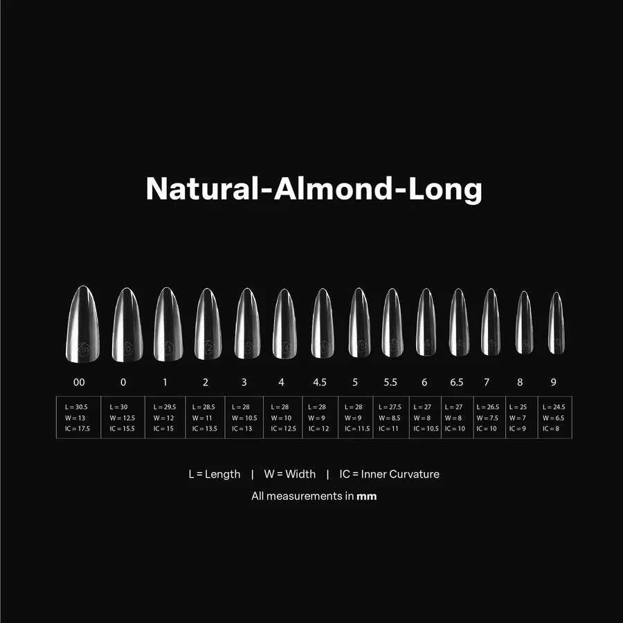 APRES Gel-X Tips 2.0 - Natural Almond Long #L (600pcs Box of Tips 14 sizes)