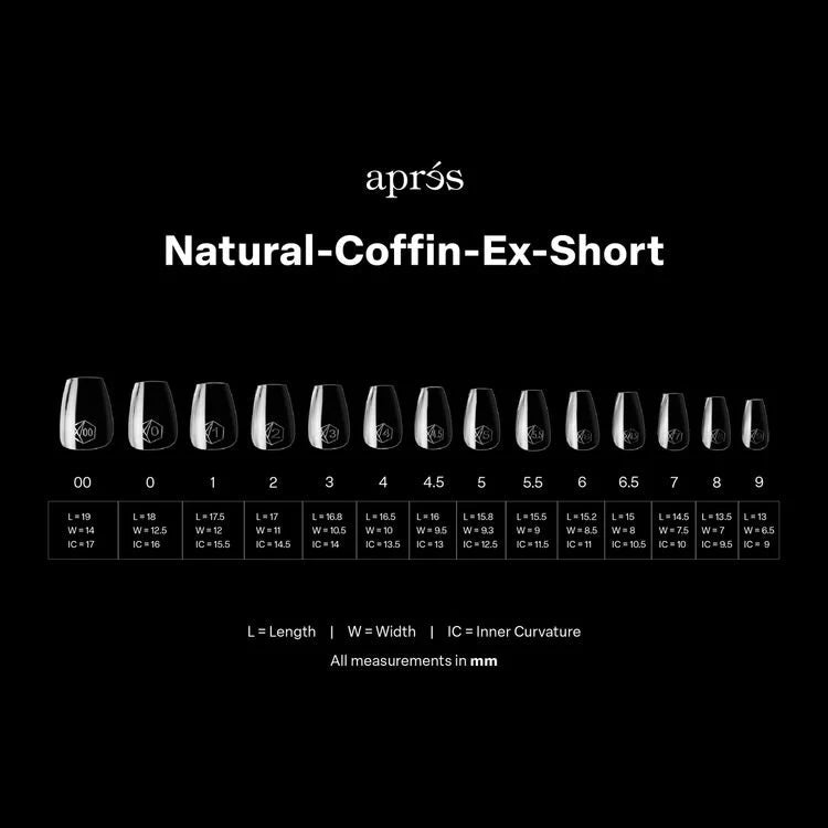APRES Gel-X Tips 2.0 - Natural Coffin Extra Short #XS (600pcs Box of Tips 14 sizes)
