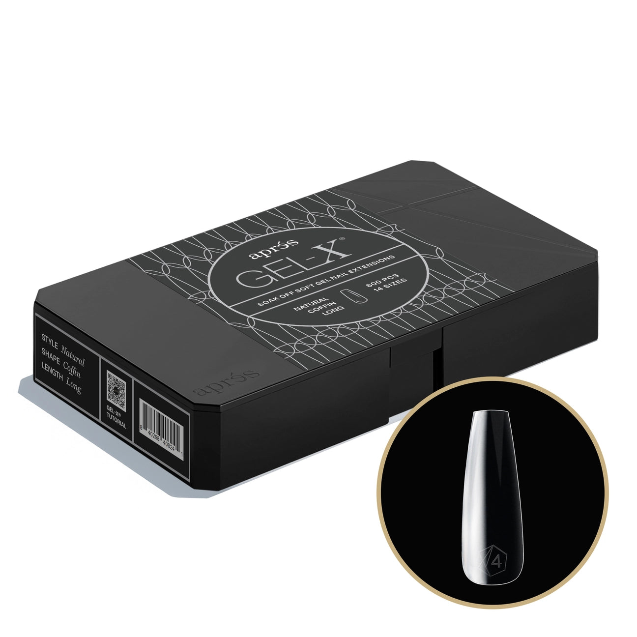 APRES Gel-X Tips 2.0 - Natural Coffin Long #L (600pcs Box of Tips 14 sizes)