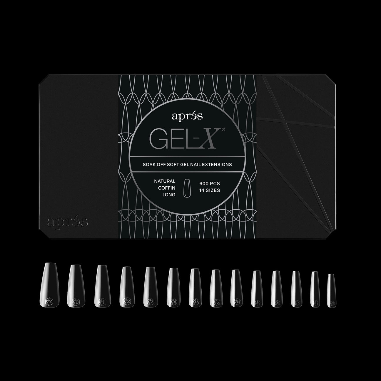 APRES Gel-X Tips 2.0 - Natural Coffin Long #L (600pcs Box of Tips 14 sizes)