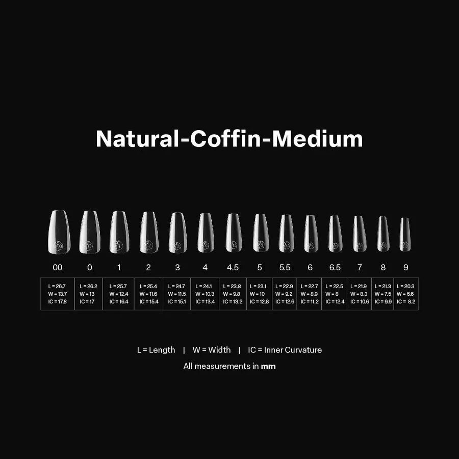 APRES Gel-X Tips 2.0 - Natural Coffin Medium #M (600pcs Box of Tips 14 sizes)