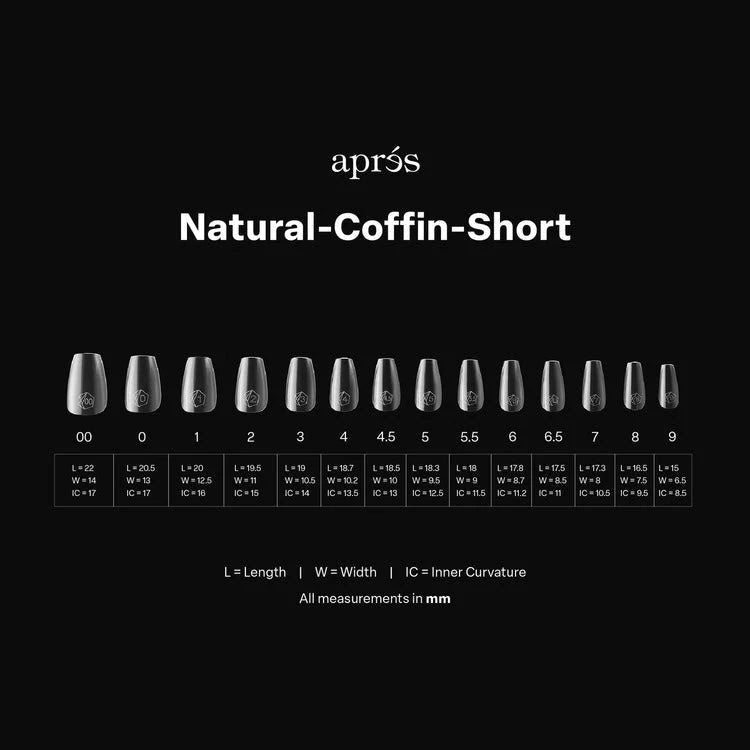 APRES Gel-X Tips 2.0 - Natural Coffin Short #S (600pcs Box of Tips 14 sizes)