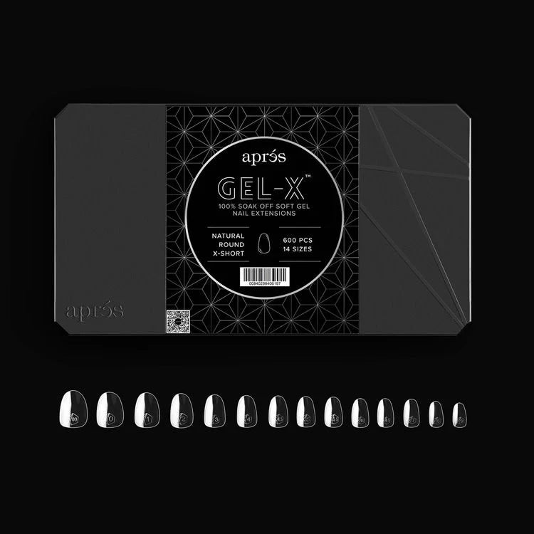 APRES Gel-X Tips 2.0 - Natural Round Extra Short #XS (600pcs Box of Tips 14 sizes)