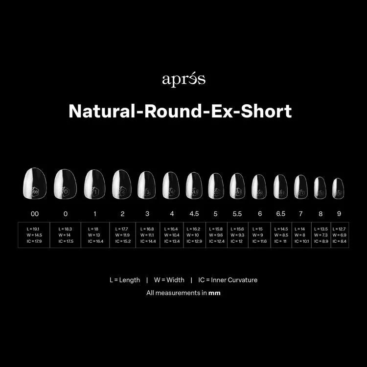 APRES Gel-X Tips 2.0 - Natural Round Extra Short #XS (600pcs Box of Tips 14 sizes)