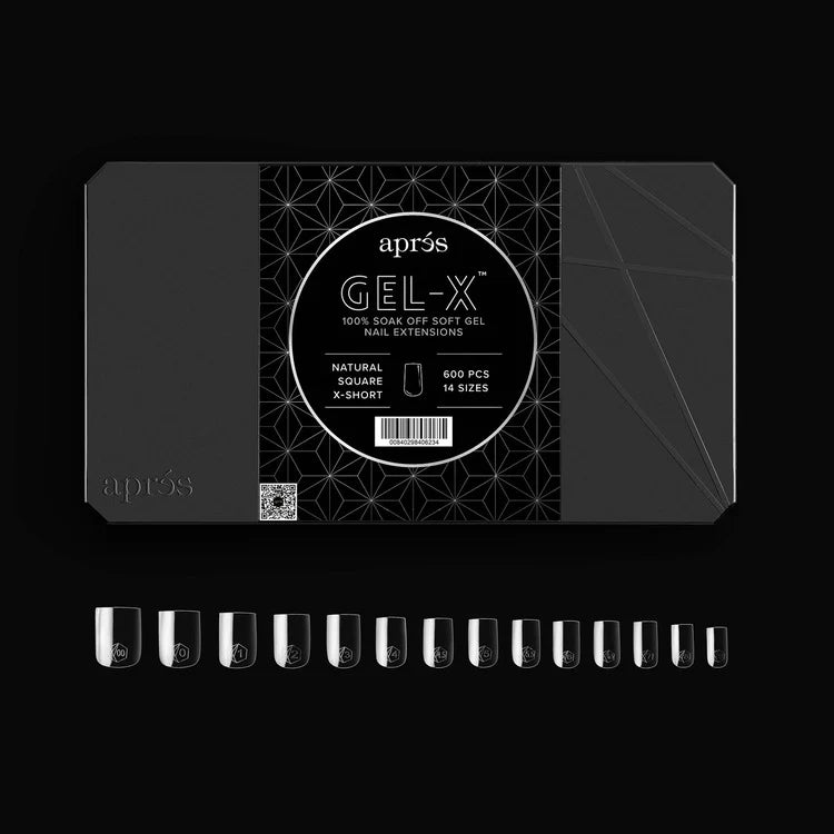 APRES Gel-X Tips 2.0 - Natural Square Extra Short #XS (600pcs Box of Tips 14 sizes)