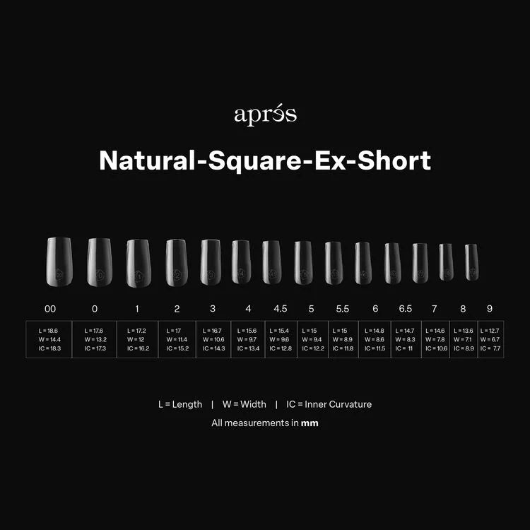 APRES Gel-X Tips 2.0 - Natural Square Extra Short #XS (600pcs Box of Tips 14 sizes)