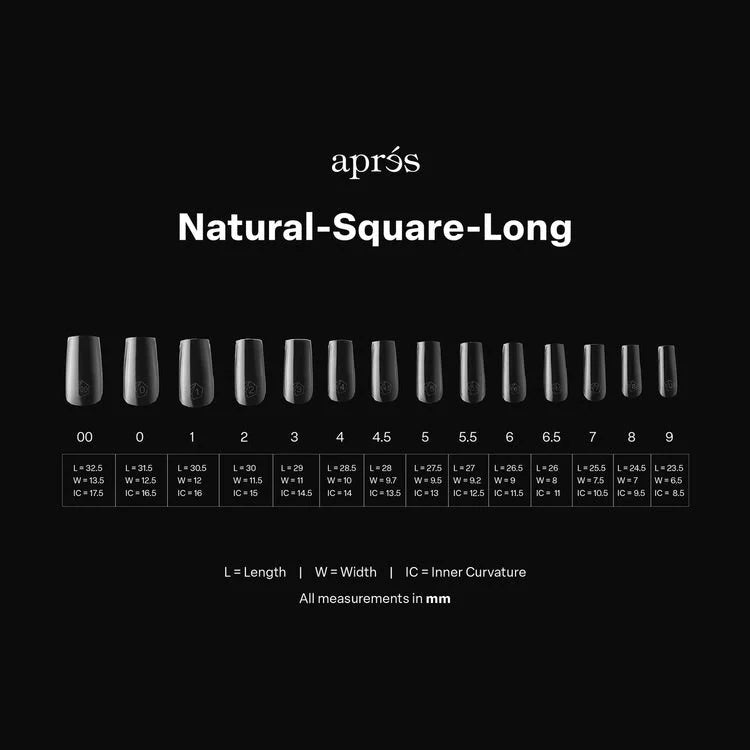 APRES Gel-X Tips 2.0 - Natural Square Long #L (600pcs Box of Tips 14 sizes)