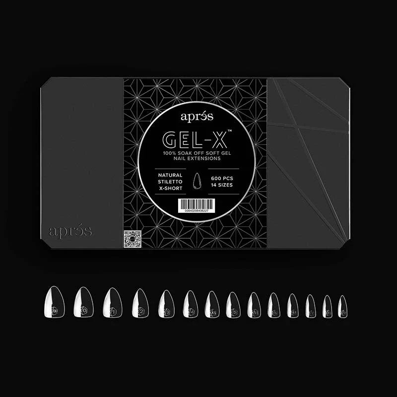 APRES Gel-X Tips 2.0 - Natural Stiletto Extra Short #XS (600pcs Box of Tips 14 sizes)