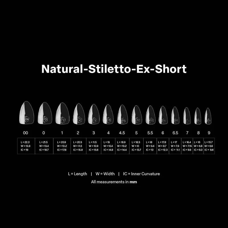 APRES Gel-X Tips 2.0 - Natural Stiletto Extra Short #XS (600pcs Box of Tips 14 sizes)
