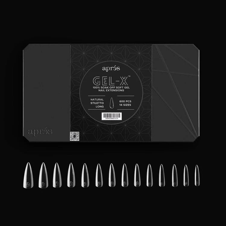 APRES Gel-X Tips 2.0 - Natural Stiletto Long #L (600pcs Box of Tips 14 sizes)