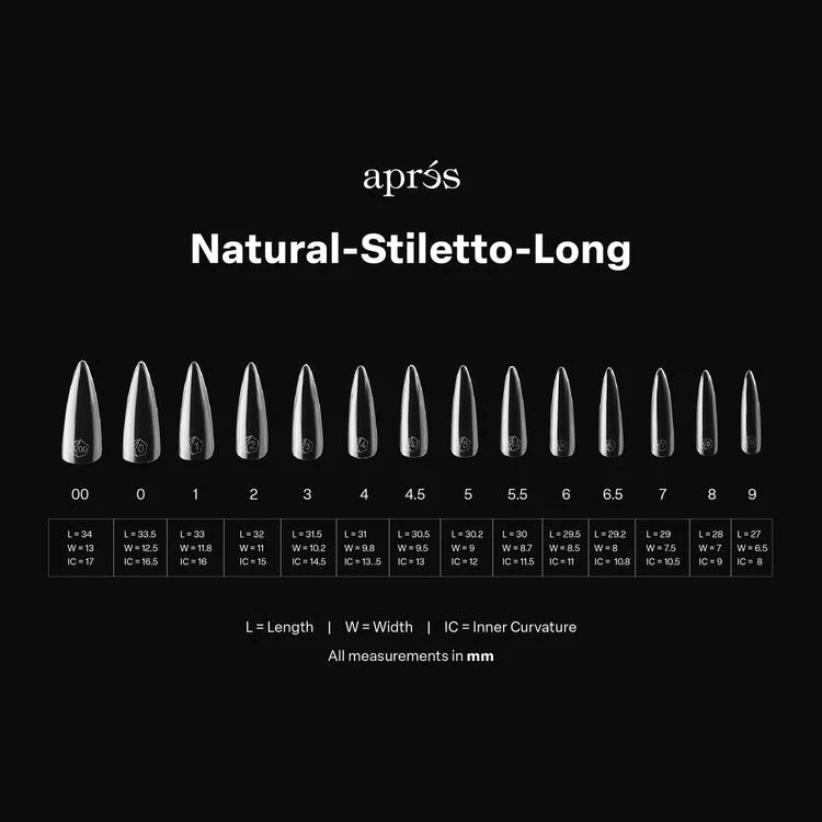 APRES Gel-X Tips 2.0 - Natural Stiletto Long #L (600pcs Box of Tips 14 sizes)