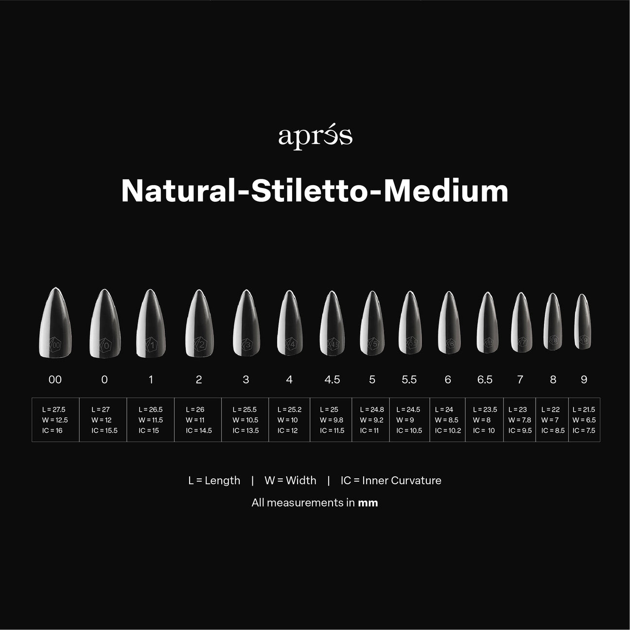 APRES Gel-X Tips 2.0 - Natural Stiletto Medium #M (600pcs Box of Tips 14 sizes)