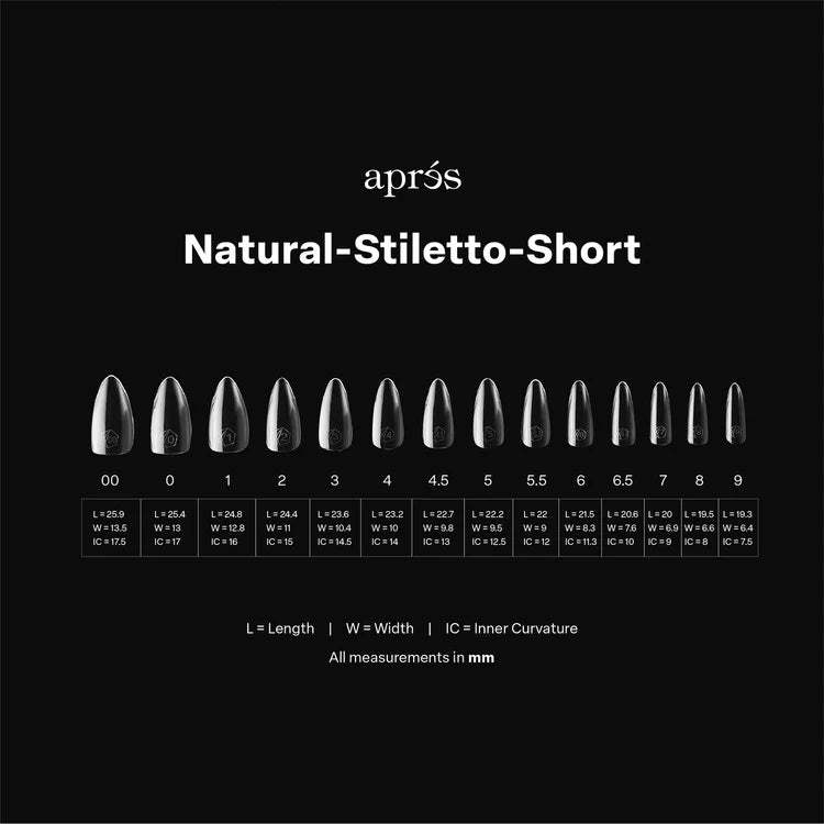 APRES Gel-X Tips 2.0 - Natural Stiletto Short #S (600pcs Box of Tips 14 sizes)