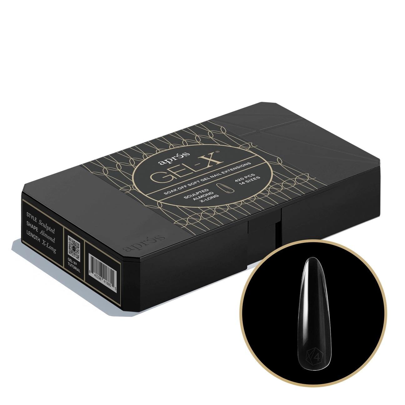 APRES Gel-X Tips 2.0 - Sculpted Almond Extra Long #XL (420pcs Box of Tips 14 sizes)