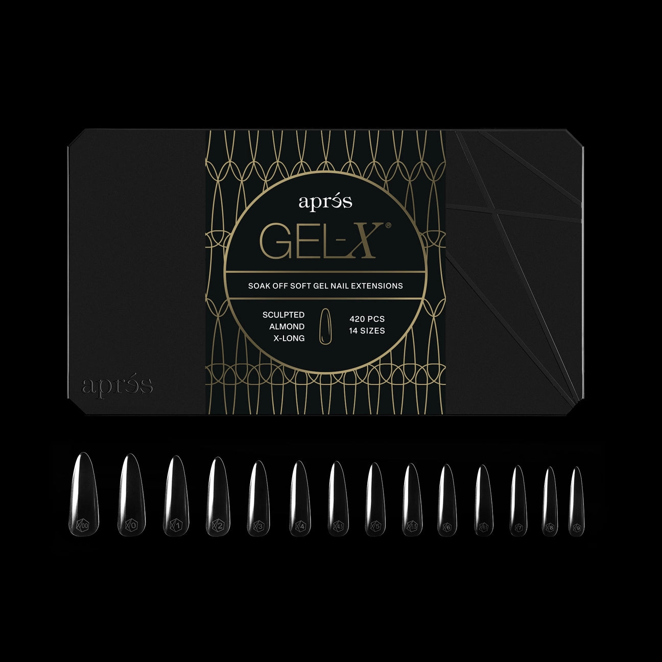 APRES Gel-X Tips 2.0 - Sculpted Almond Extra Long #XL (420pcs Box of Tips 14 sizes)