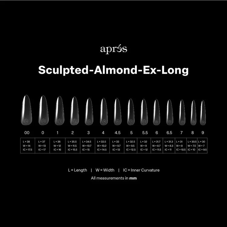 APRES Gel-X Tips 2.0 - Sculpted Almond Extra Long #XL (420pcs Box of Tips 14 sizes)