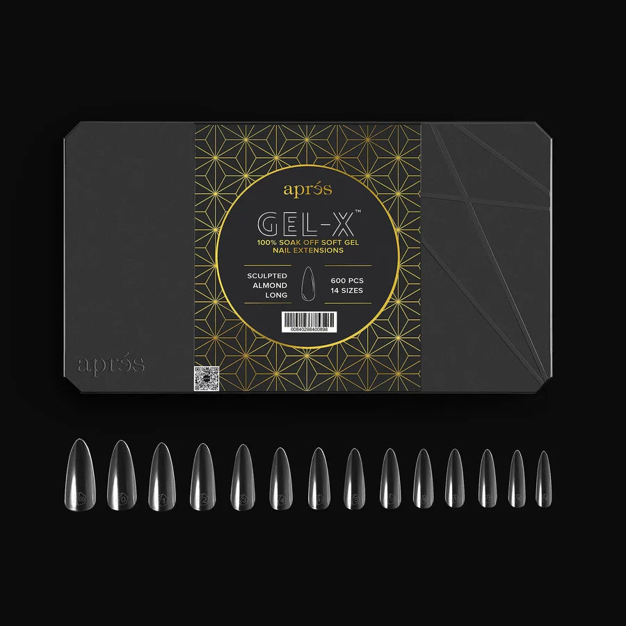APRES Gel-X Tips 2.0 - Sculpted Almond Long #L (600pcs Box of Tips 14 sizes)