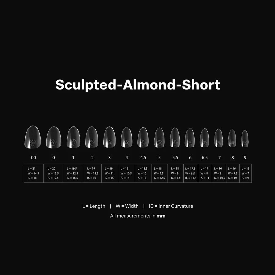 APRES Gel-X Tips 2.0 - Sculpted Almond Short #S (600pcs Box of Tips 14 sizes)