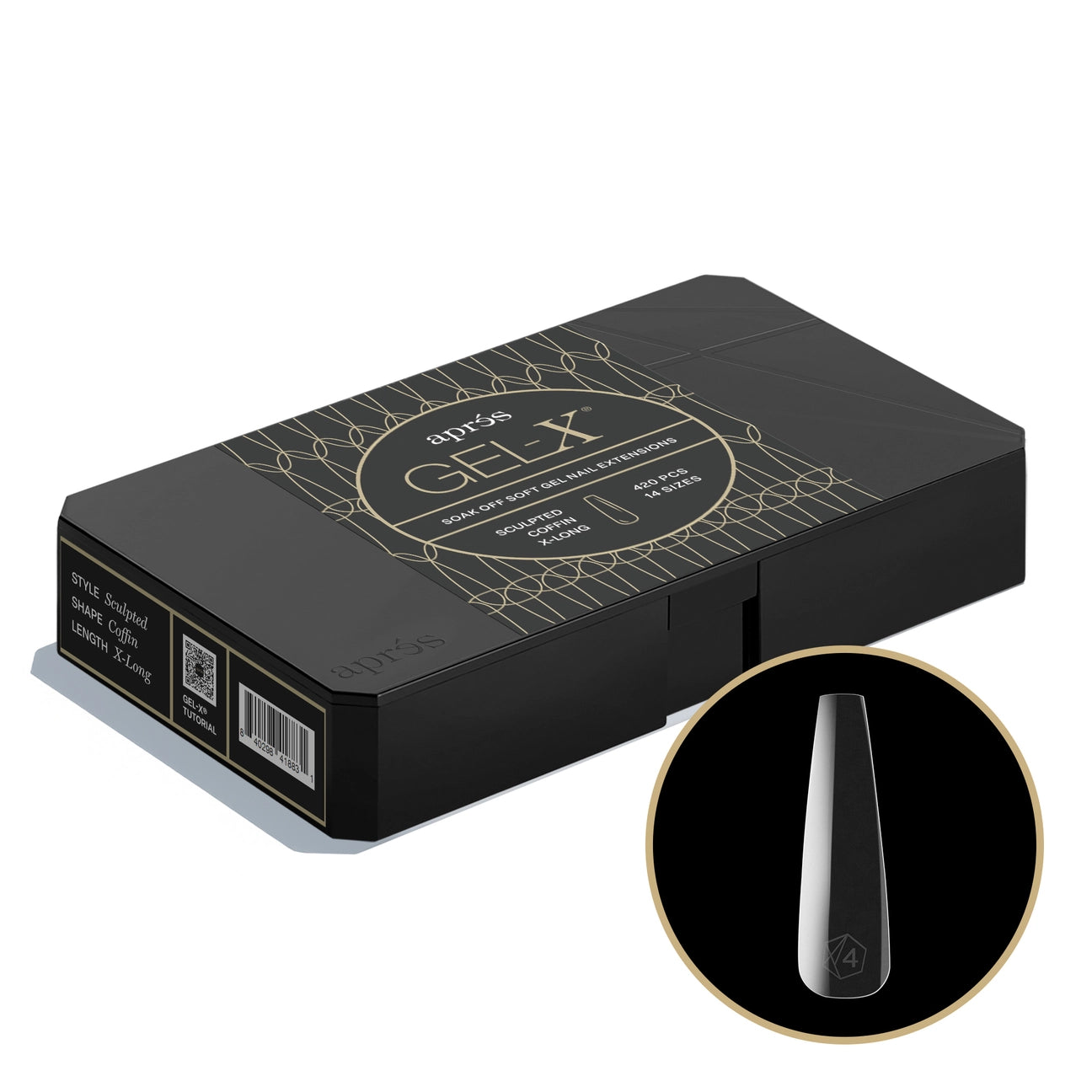 APRES Gel-X Tips 2.0 - Sculpted Coffin Extra Long #XL (420pcs Box of Tips 14 sizes)