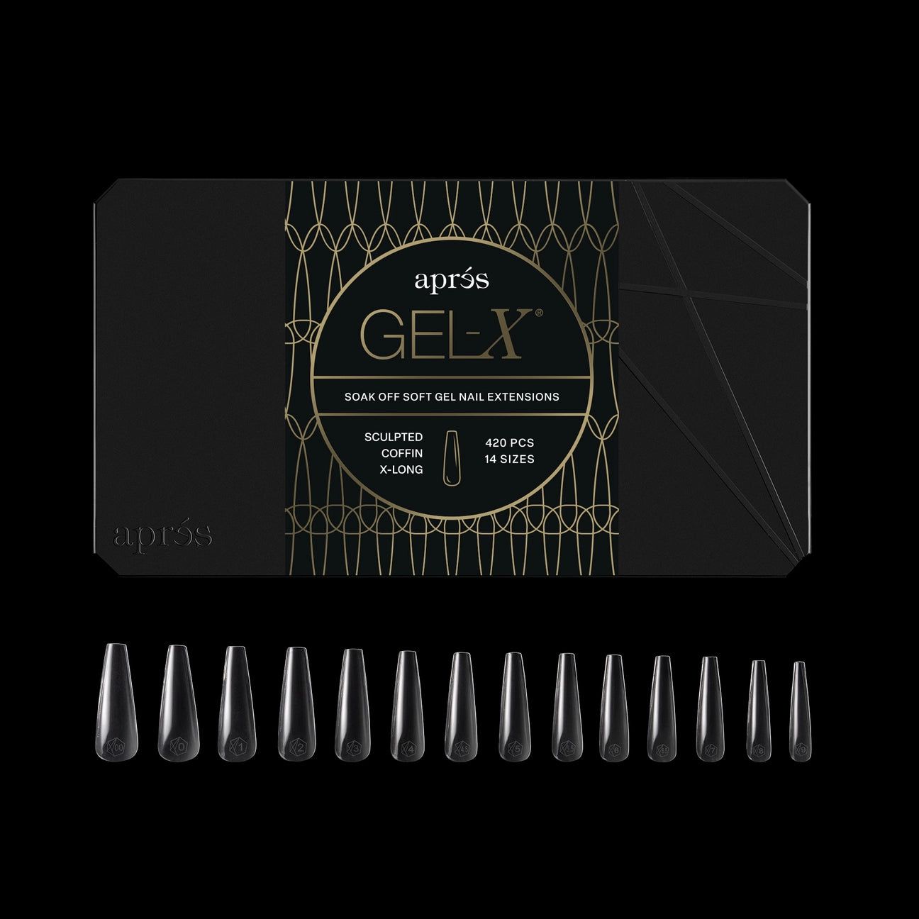 APRES Gel-X Tips 2.0 - Sculpted Coffin Extra Long #XL (420pcs Box of Tips 14 sizes)