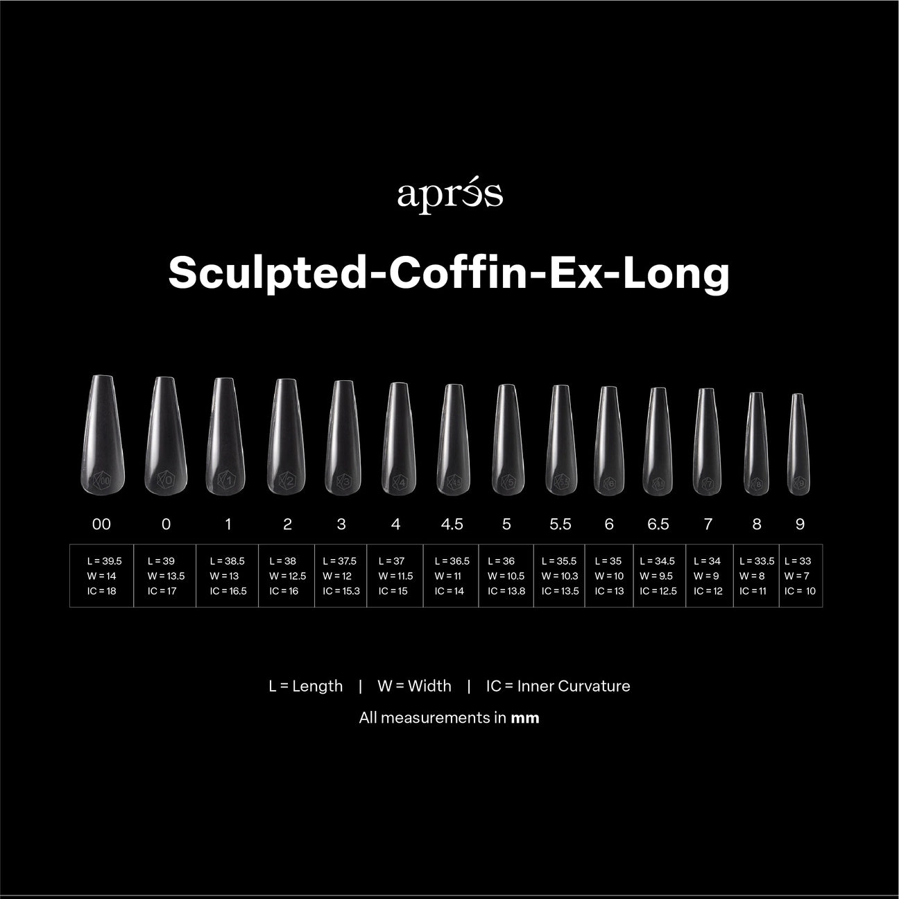 APRES Gel-X Tips 2.0 - Sculpted Coffin Extra Long #XL (420pcs Box of Tips 14 sizes)