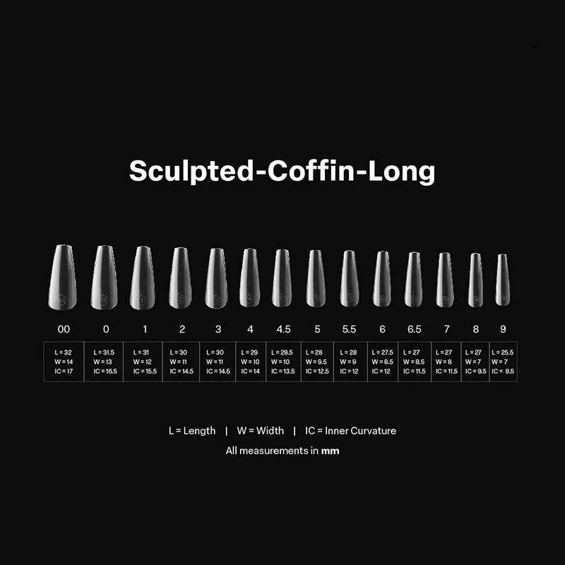 APRES Gel-X Tips 2.0 - Sculpted Coffin Long #L (600pcs Box of Tips 14 sizes)