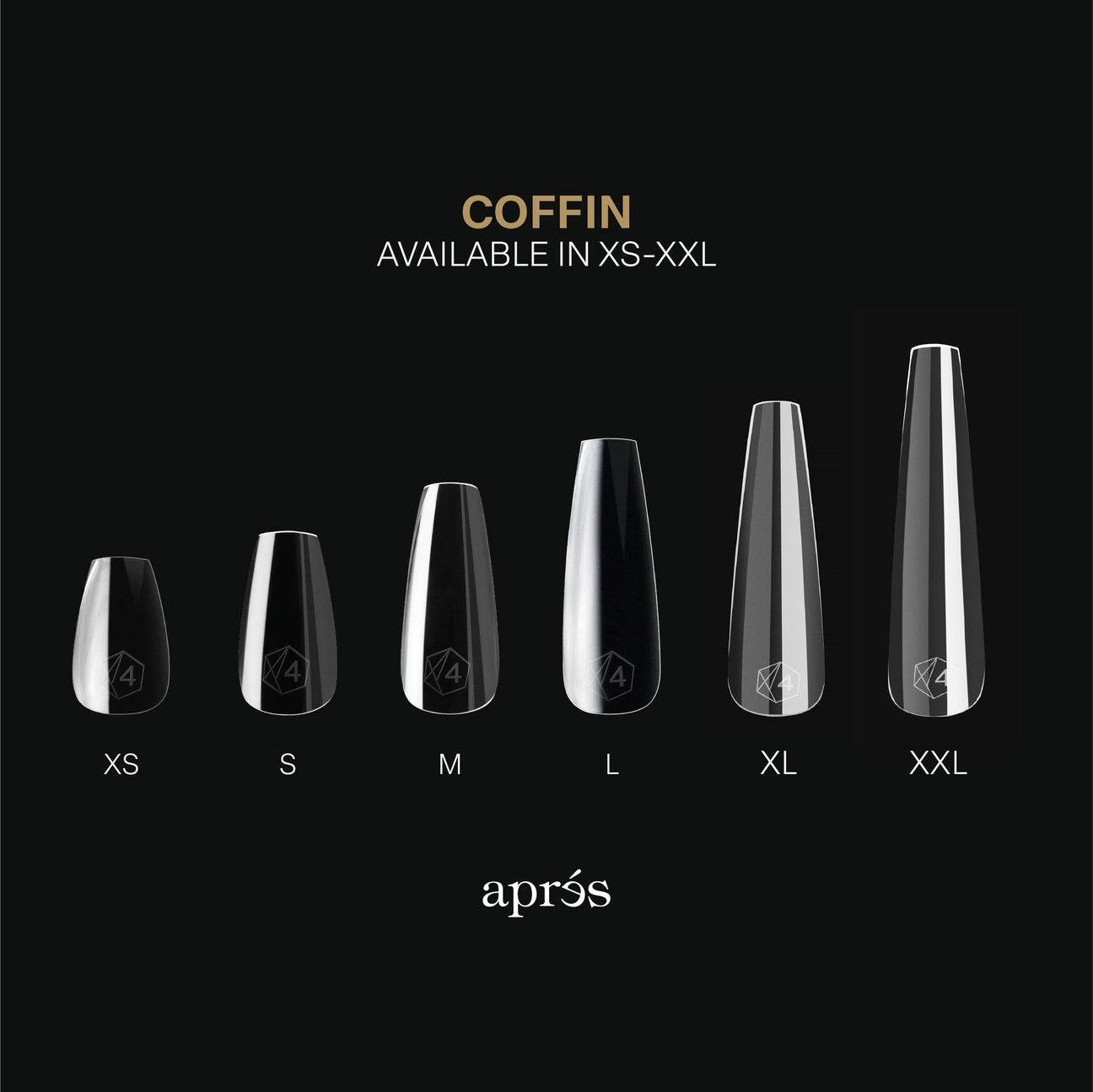 APRES Gel-X Tips 2.0 - Sculpted Coffin Medium #M (600pcs Box of Tips 14 sizes)