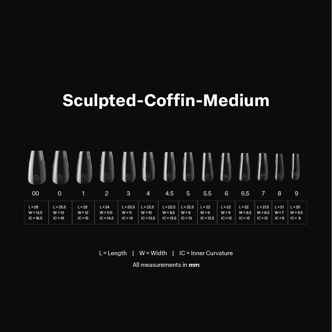 APRES Gel-X Tips 2.0 - Sculpted Coffin Medium #M (600pcs Box of Tips 14 sizes)