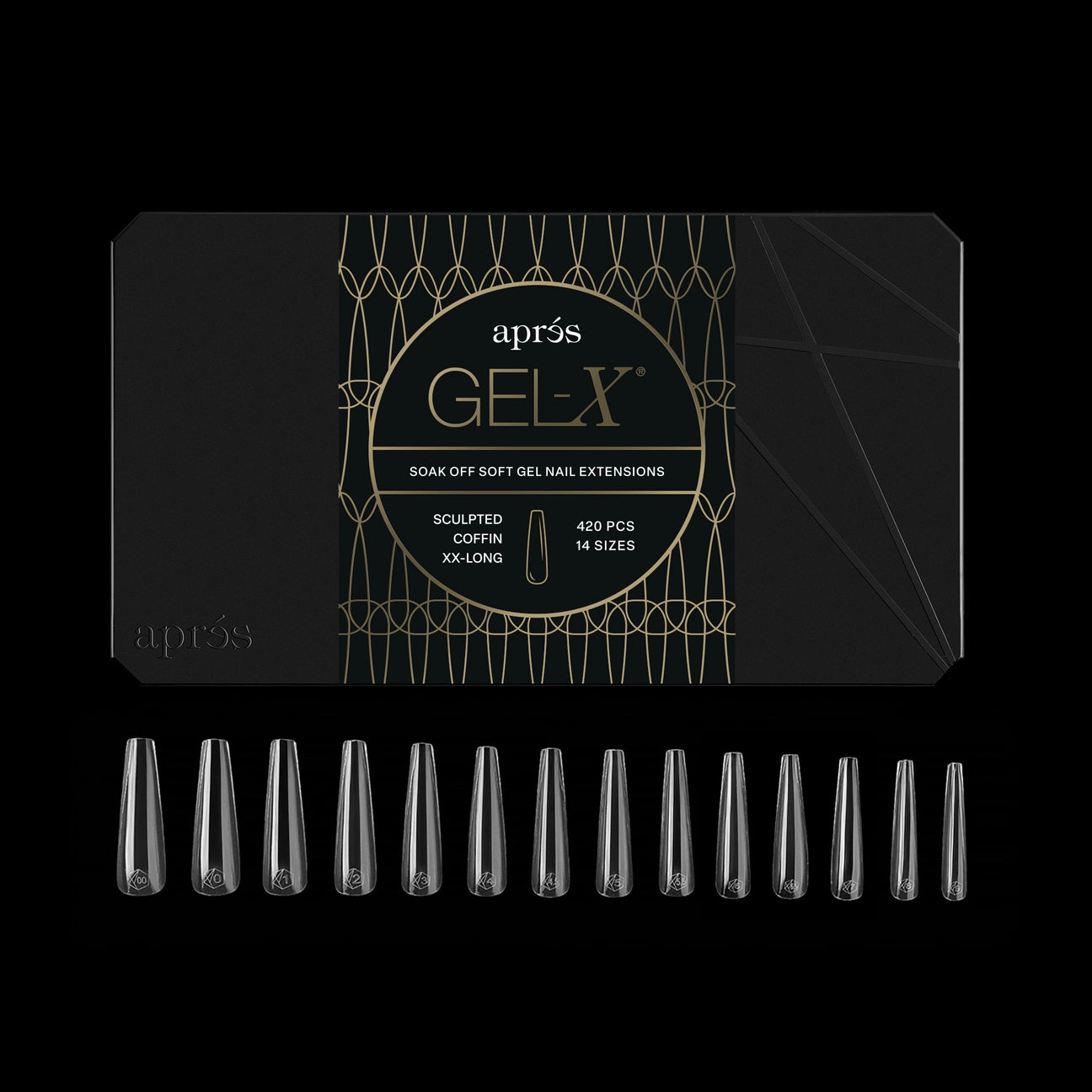 APRES Gel-X Tips 2.0 - Sculpted Coffin Extra Extra Long #XXL (420pcs Box of Tips 14 sizes)