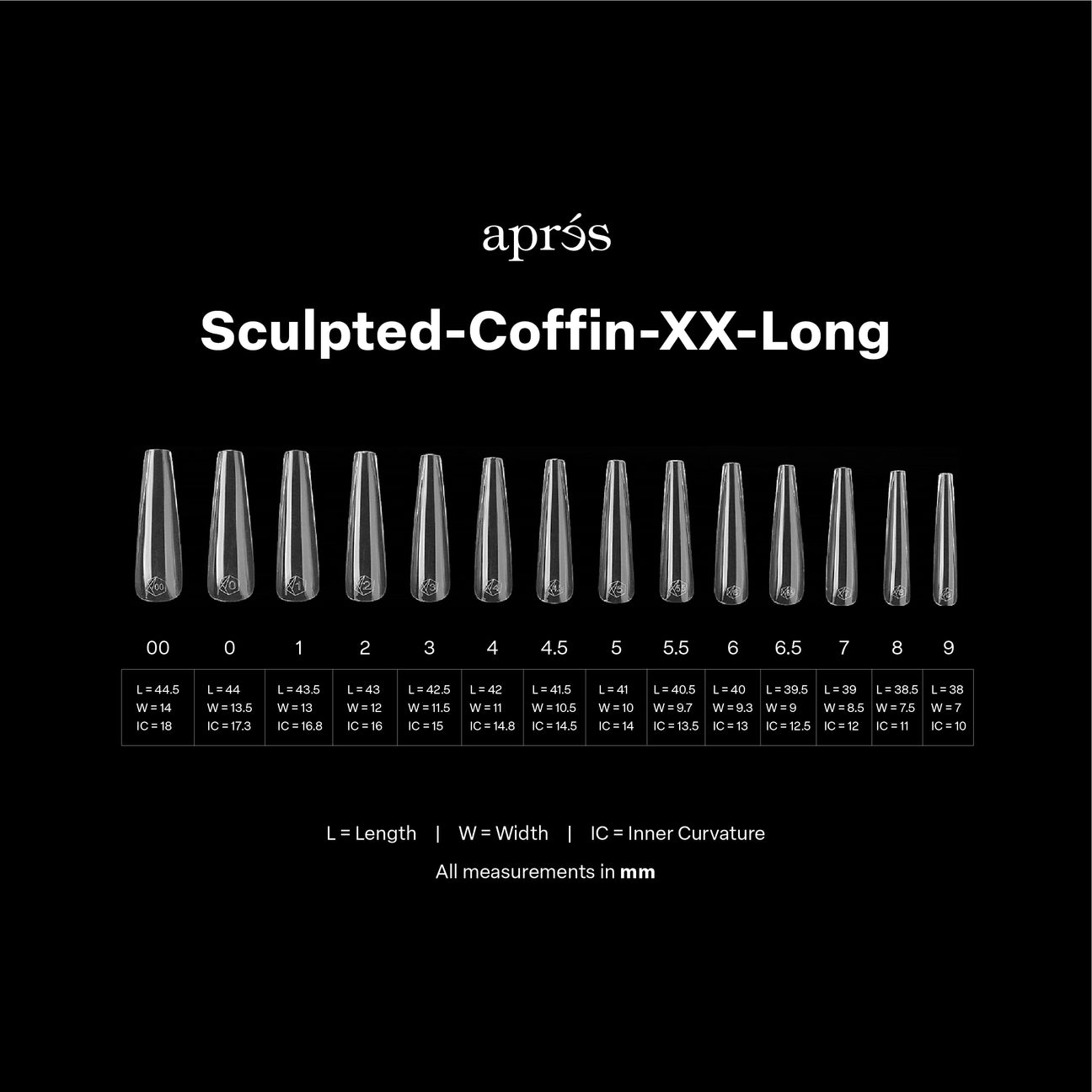 APRES Gel-X Tips 2.0 - Sculpted Coffin Extra Extra Long #XXL (420pcs Box of Tips 14 sizes)