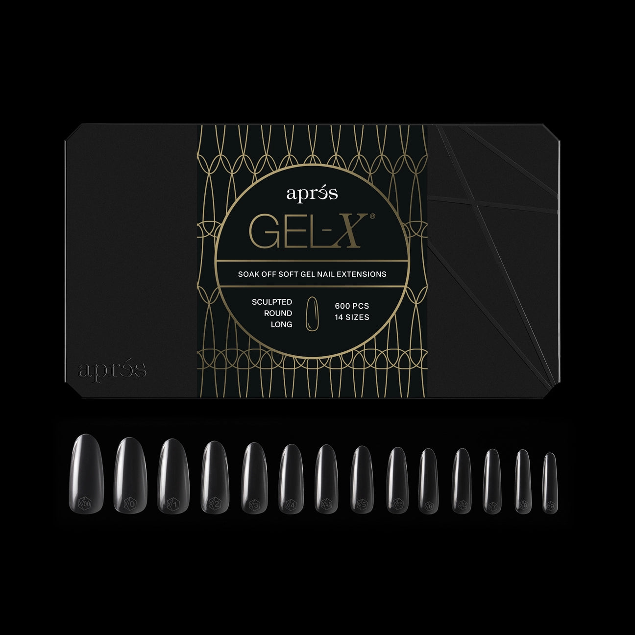 APRES Gel-X Tips 2.0 - Sculpted Round Long #L (600pcs Box of Tips 14 sizes)