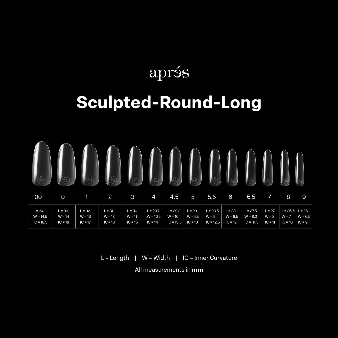APRES Gel-X Tips 2.0 - Sculpted Round Long #L (600pcs Box of Tips 14 sizes)